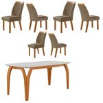 Conjunto Sala de Jantar Mesa Agata com Tampo de Vidro 180cm e 6 Cadeiras em MDF Dara LJ Móveis