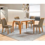 Conjunto-Sala-de-Jantar-Mesa-Agata-com-Tampo-de-Vidro-135cm-e-4-Cadeiras-em-MDF-Dara-LJ-Moveis