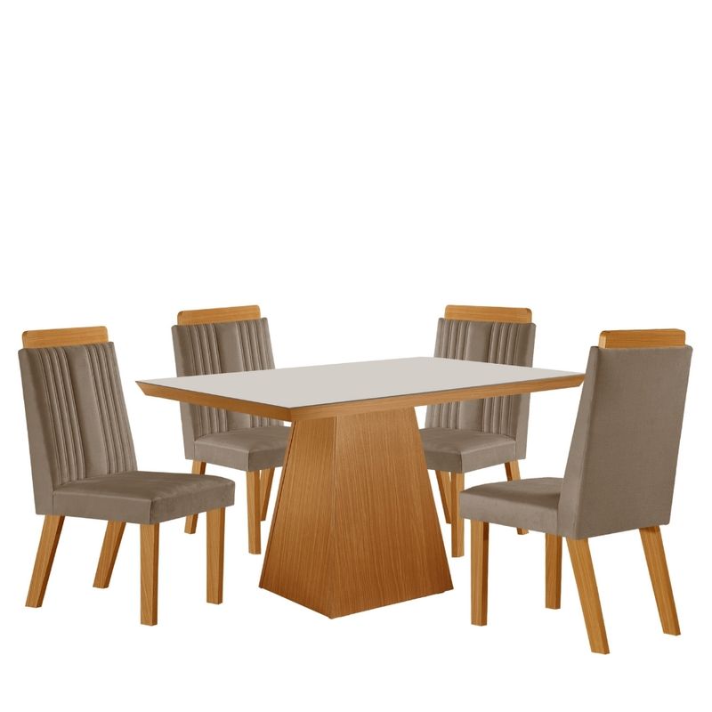 Conjunto-Sala-de-Jantar-Mesa-Prada-com-Tampo-de-Vidro-120cm-e-4-Cadeiras-em-MDF-Florenca-LJ-Moveis