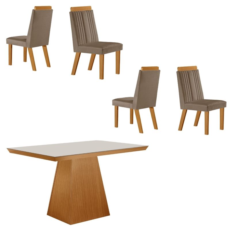 Conjunto-Sala-de-Jantar-Mesa-Prada-com-Tampo-de-Vidro-120cm-e-4-Cadeiras-em-MDF-Florenca-LJ-Moveis