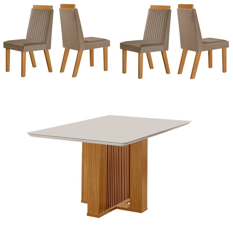 Conjunto-Sala-de-Jantar-Mesa-Lisboa-com-Tampo-de-Vidro-120cm-e-4-Cadeiras-em-MDF-Riviera-LJ-Moveis