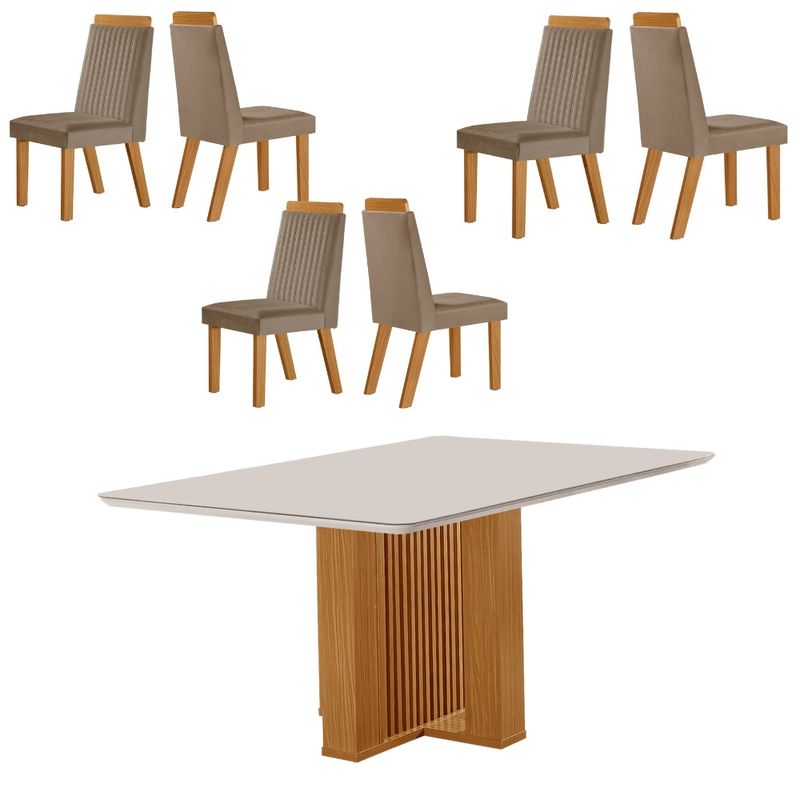 Conjunto-Sala-de-Jantar-Mesa-Lisboa-com-Tampo-de-Vidro-180cm-e-6-Cadeiras-em-MDF-Riviera-LJ-Moveis