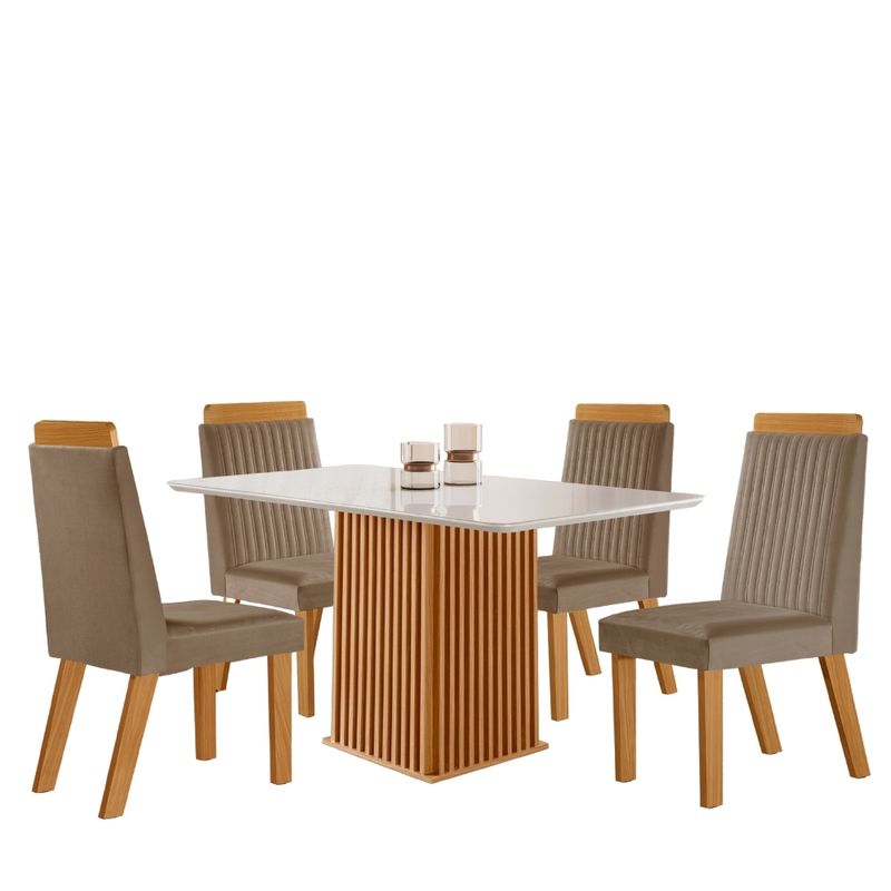 Conjunto-Sala-de-Jantar-Mesa-Riviera-com-Tampo-de-Vidro-120cm-e-4-Cadeiras-em-MDF-Riviera-LJ-Moveis