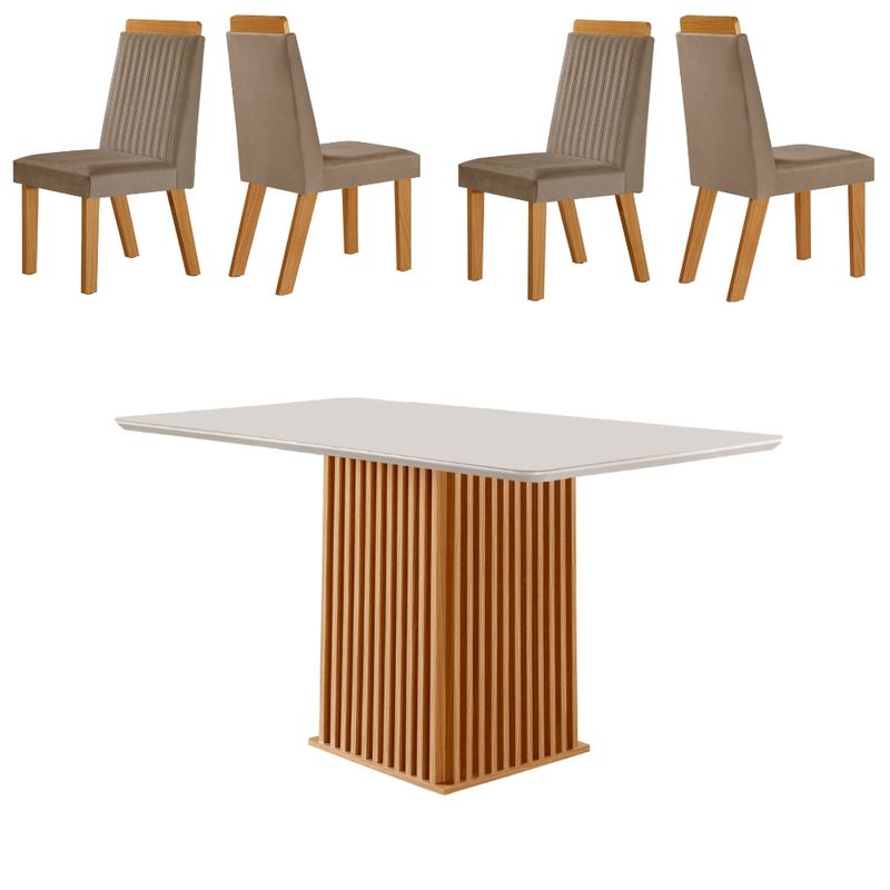 Conjunto-Sala-de-Jantar-Mesa-Riviera-com-Tampo-de-Vidro-120cm-e-4-Cadeiras-em-MDF-Riviera-LJ-Moveis