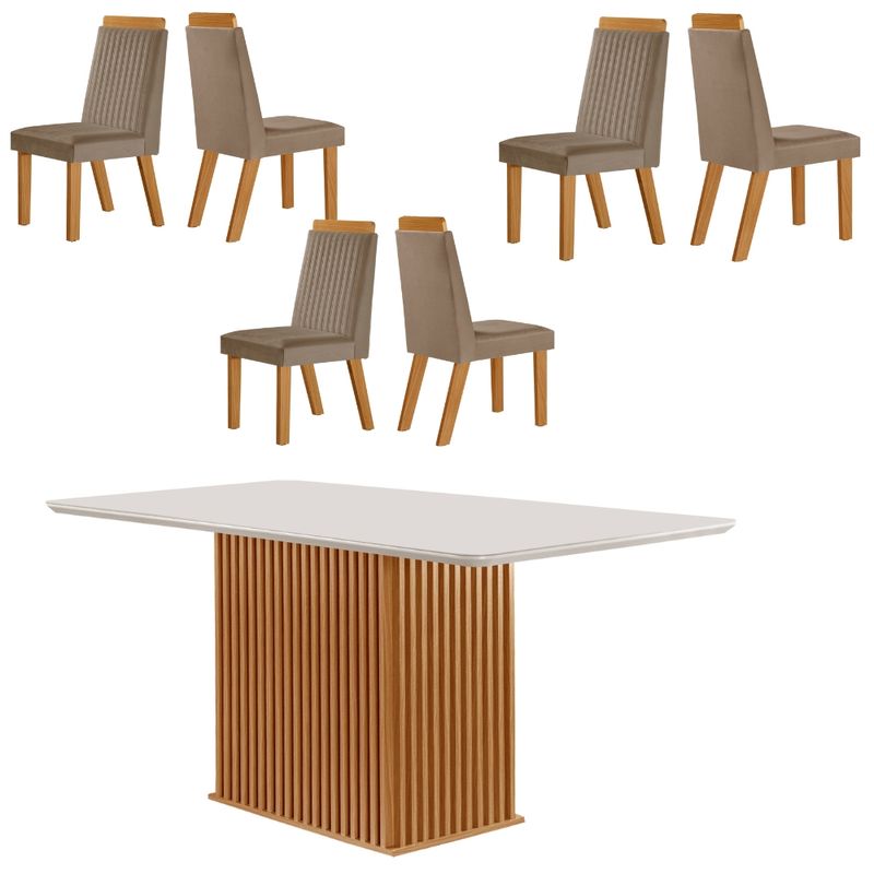 Conjunto-Sala-de-Jantar-Mesa-Riviera-com-Tampo-de-Vidro-180cm-e-6-Cadeiras-em-MDF-Riviera-LJ-Moveis