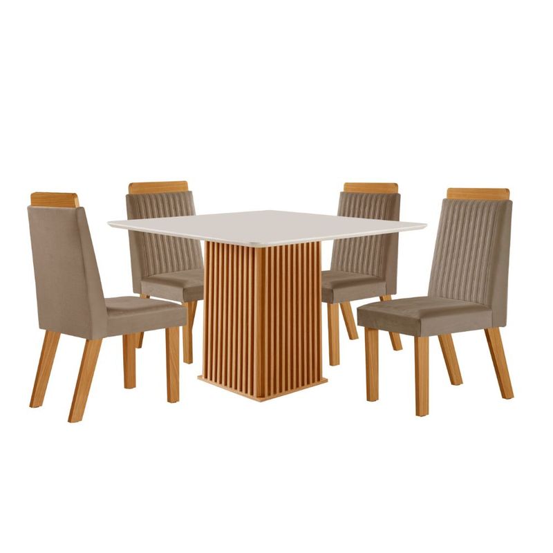 Conjunto-Sala-de-Jantar-Mesa-Riviera-com-Tampo-de-Vidro-90cm-e-4-Cadeiras-Riviera-LJ-Moveis