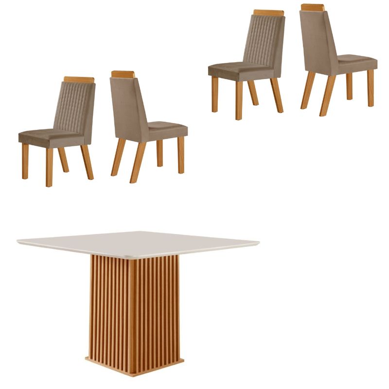 Conjunto-Sala-de-Jantar-Mesa-Riviera-com-Tampo-de-Vidro-90cm-e-4-Cadeiras-Riviera-LJ-Moveis