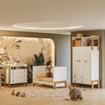 Quarto de Bebê Completo Berço mini cama Guarda-Roupa Cômoda Fantasia Qmovi e Colchão Gazin
