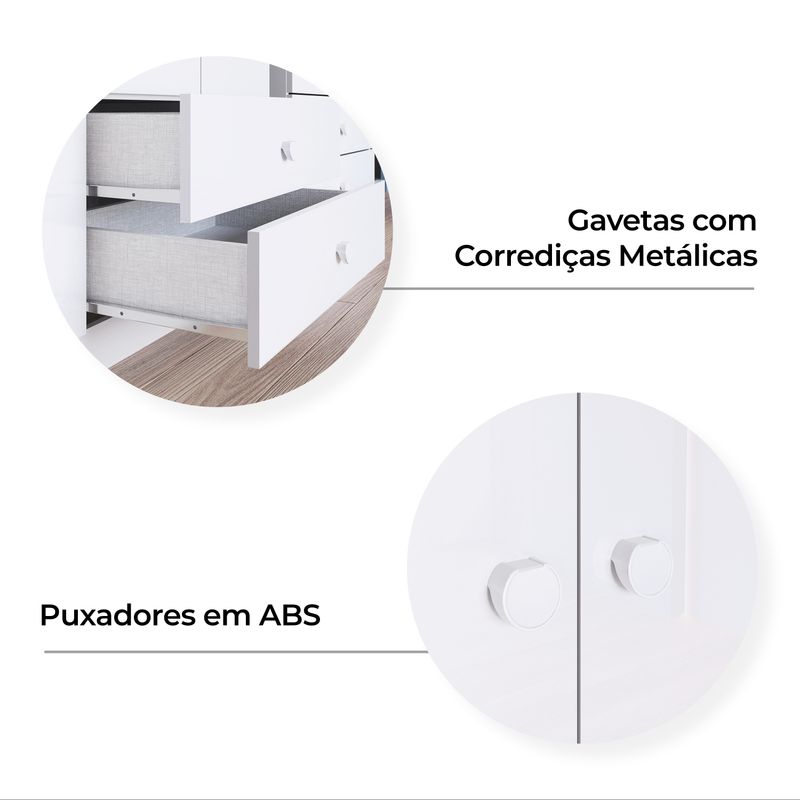 Cômoda Infantil 5 Gavetas Bala de Menta IA710 Henn