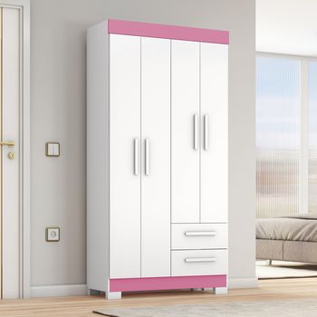 Guarda Roupa Solteiro Flex com Pés 4 Portas 2 Gavetas NT 6010 Notável Móveis