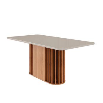 Mesa de Jantar 180cm com Tampo de Vidro Em MDF Julieta Cimol
