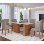 Conjunto Sala de Jantar Mesa Ester 180cm 6 Cadeiras Carla em MDF Cimol