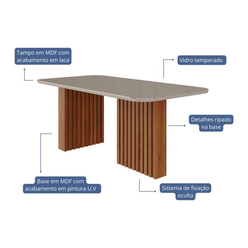 Conjunto Sala de Jantar Mesa Ester 180cm 6 Cadeiras Carla em MDF Cimol