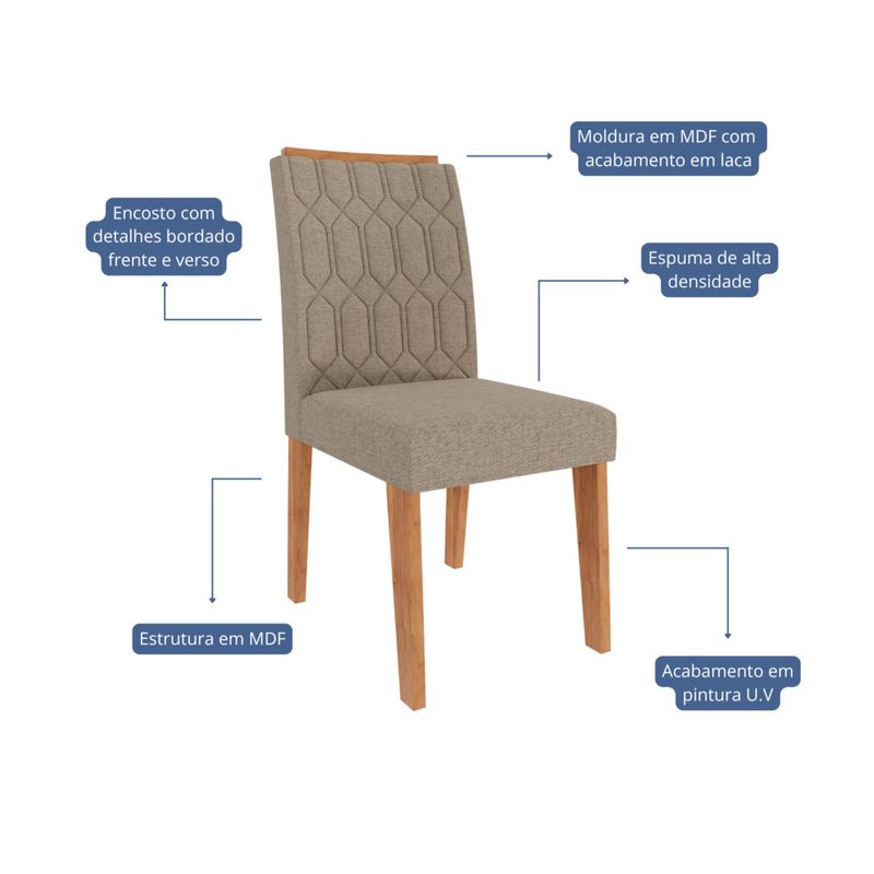 Conjunto Sala de Jantar Mesa Ester 180cm 6 Cadeiras Carla em MDF Cimol