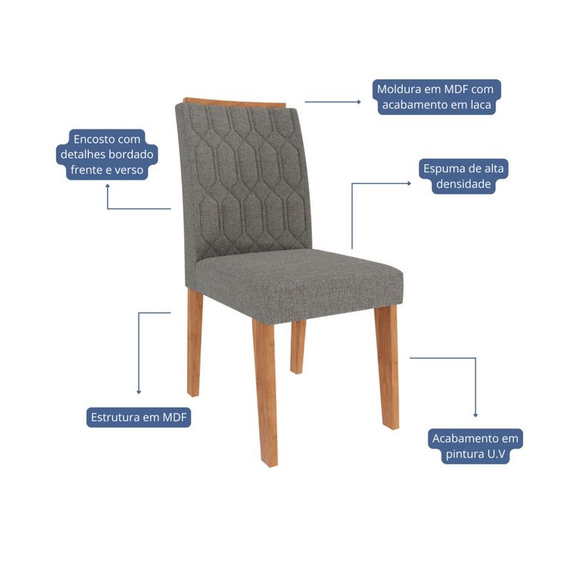 Conjunto Sala de Jantar Mesa Ester 180cm 6 Cadeiras Carla em MDF Cimol