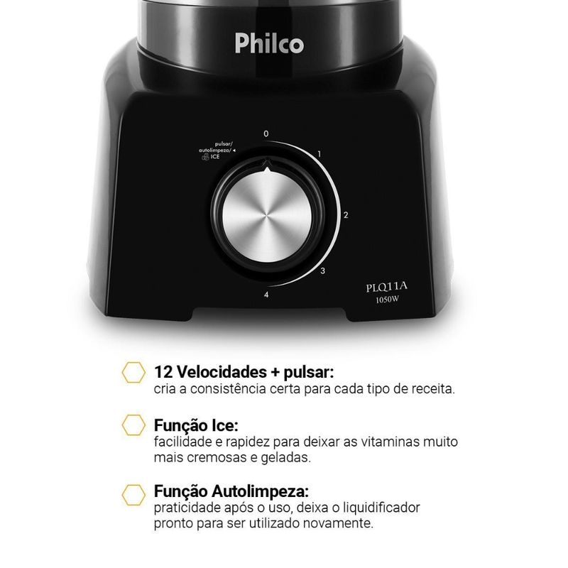 Liquidificador Philco PLQ11A 4 Velocidades 1050W