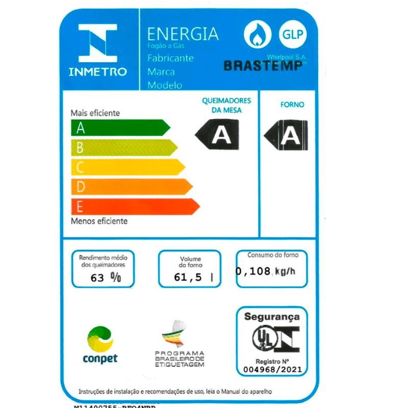 Fogão 4 Bocas Brastemp BFO4NBR