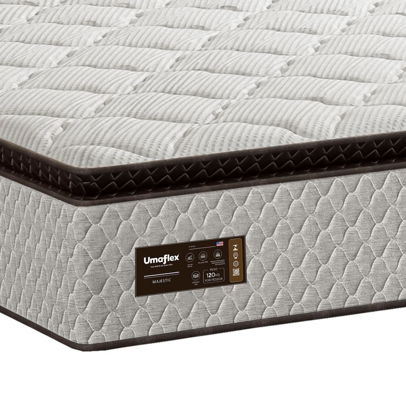 Colchao-Queen-158cm-Molas-Ensacadas-Pillow-Top-Majestic-Umaflex