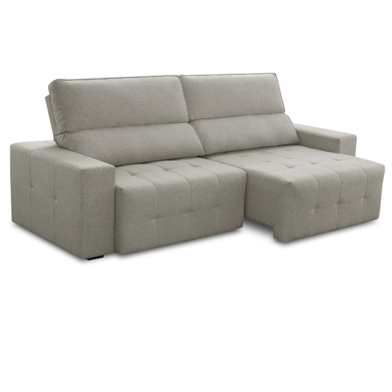 Sofá 4 Lugares Retrátil Reclinável 280cm Linho Village Ferguile