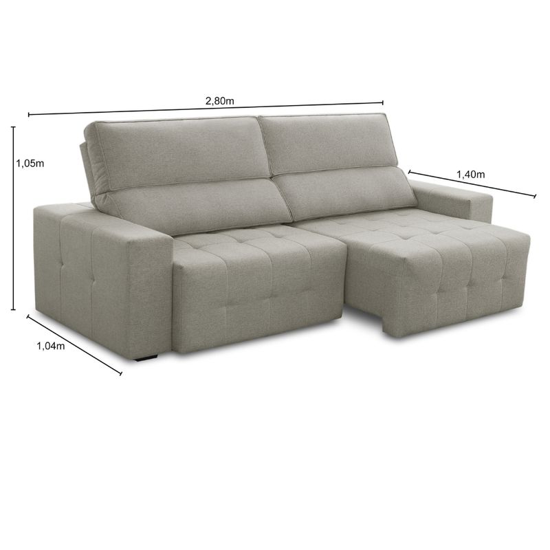 Sofá 4 Lugares Retrátil Reclinável 280cm Linho Village Ferguile