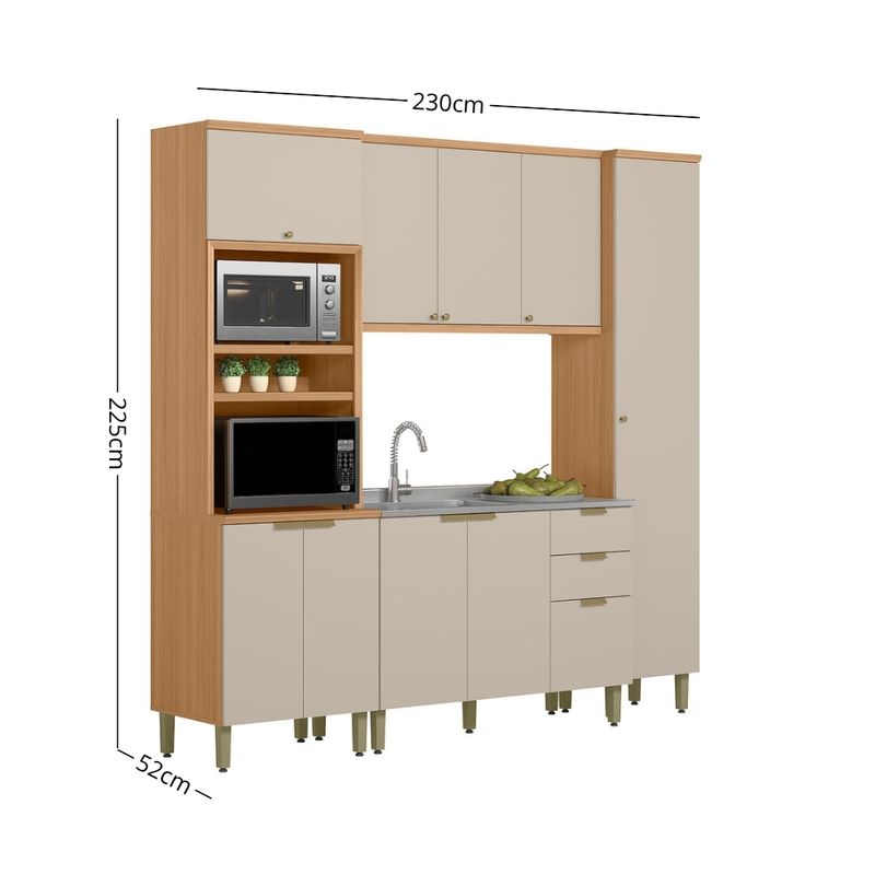 Cozinha Modulada 4 Peças sem Pia Em MDF Selene Linea Brasil