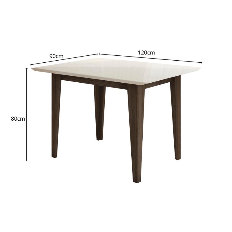 Mesa de Jantar 120cm com Vidro Kate Poliman Móveis