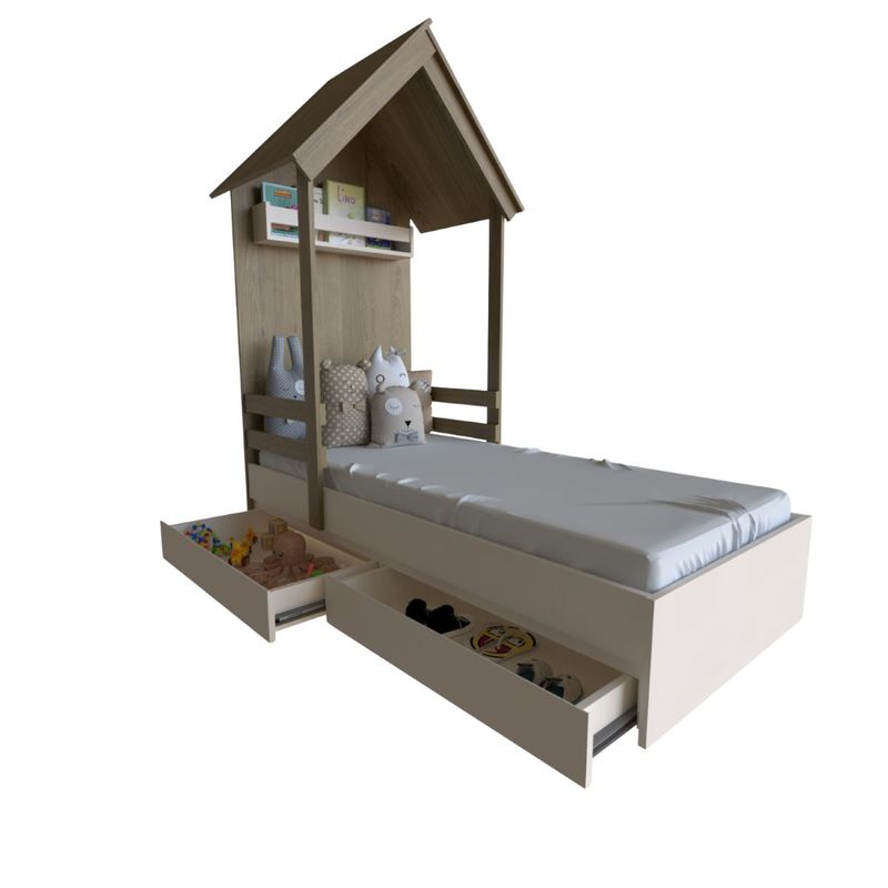 Cama Infantil 2 Gavetas Mel Bramov