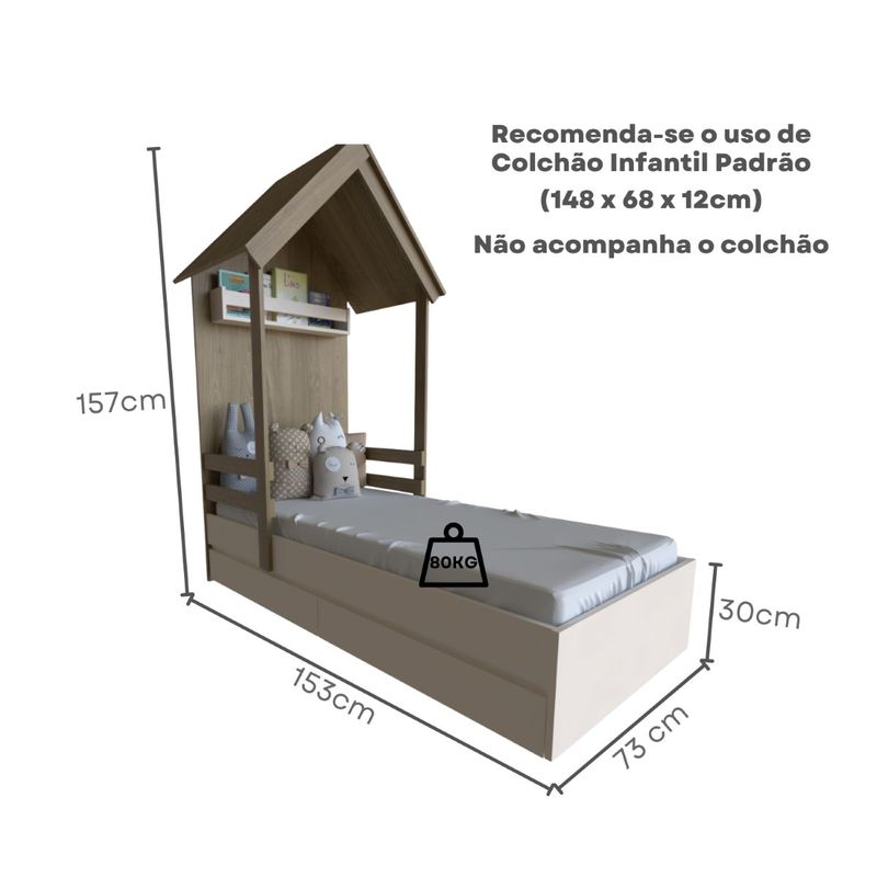 Cama Infantil 2 Gavetas Mel Bramov