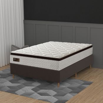 Cama Box Casal 138cm Pillow Top Molas Ensacadas Majestic Umaflex Base 2 CEN