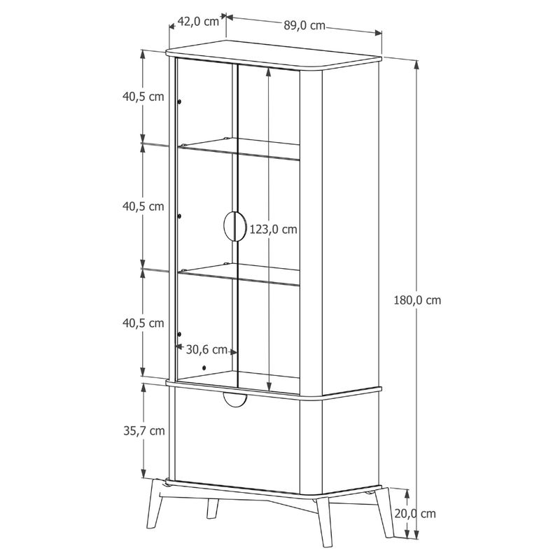 Cristaleira com Vidro 3 Portas Buriti JB Móveis