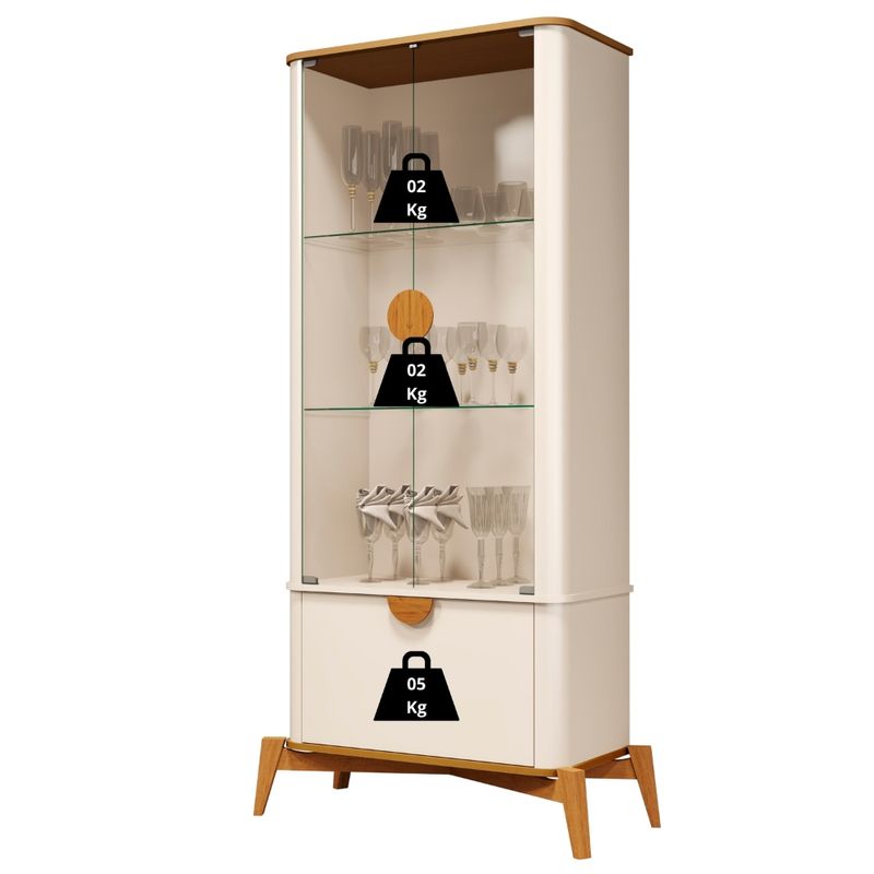 Cristaleira com Vidro 3 Portas Buriti JB Móveis