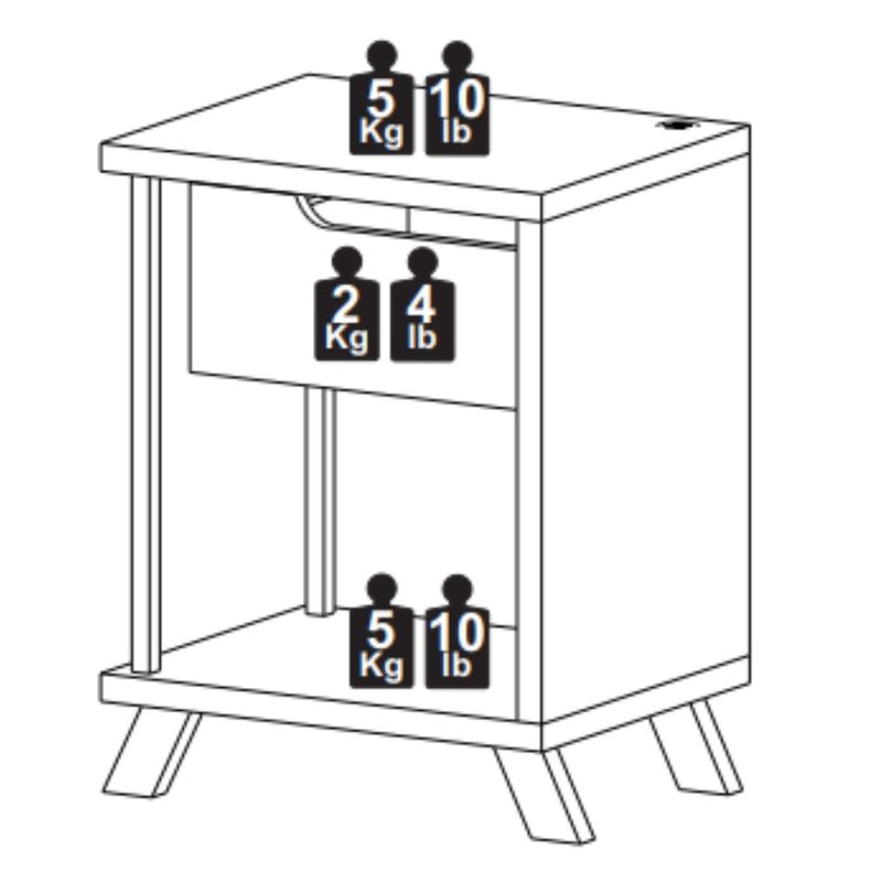 Mesa de Cabeceira 1 Gaveta JB 1010 JB Móveis