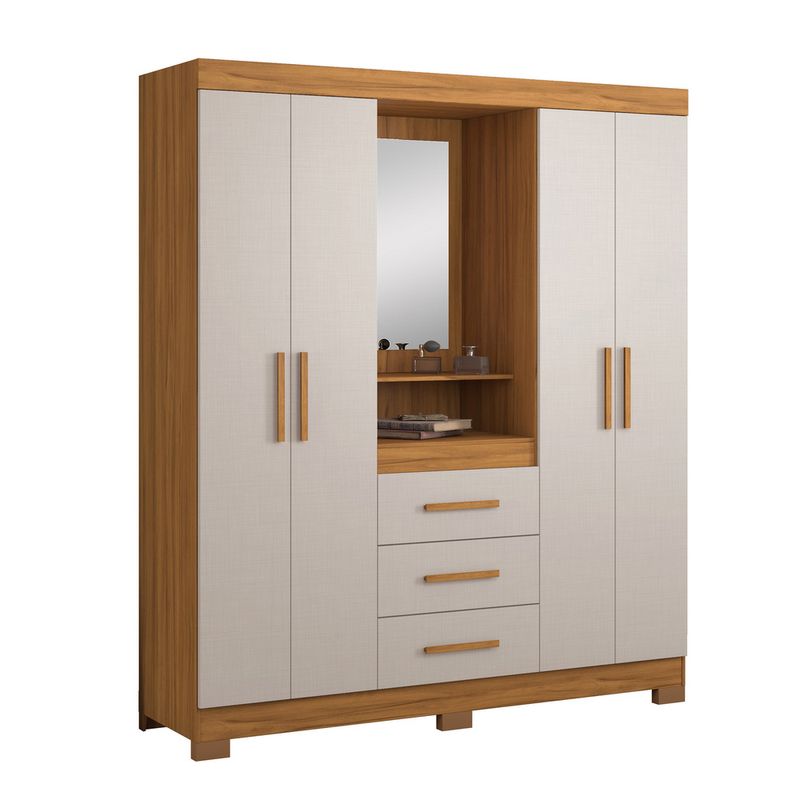 Guarda-Roupa-Solteiro-com-Espelho-e-Pes-4-Portas-3-Gavetas-NT5015-Notavel-Moveis