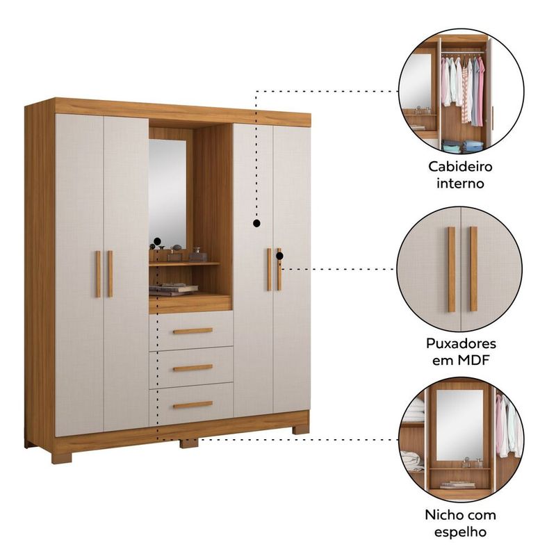 Guarda-Roupa-Solteiro-com-Espelho-e-Pes-4-Portas-3-Gavetas-NT5015-Notavel-Moveis
