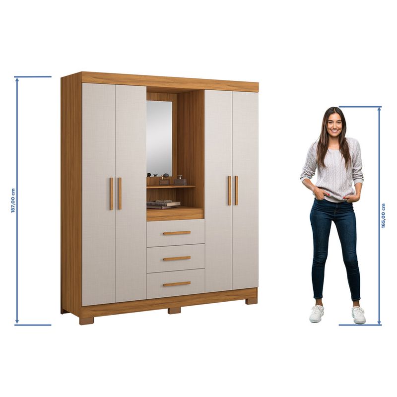Guarda-Roupa-Solteiro-com-Espelho-e-Pes-4-Portas-3-Gavetas-NT5015-Notavel-Moveis