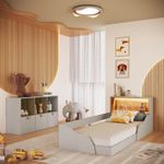 Quarto-Infantil-Cama-Solteiro-Montessoriana-Led-e-Comoda-CJ082-Lille