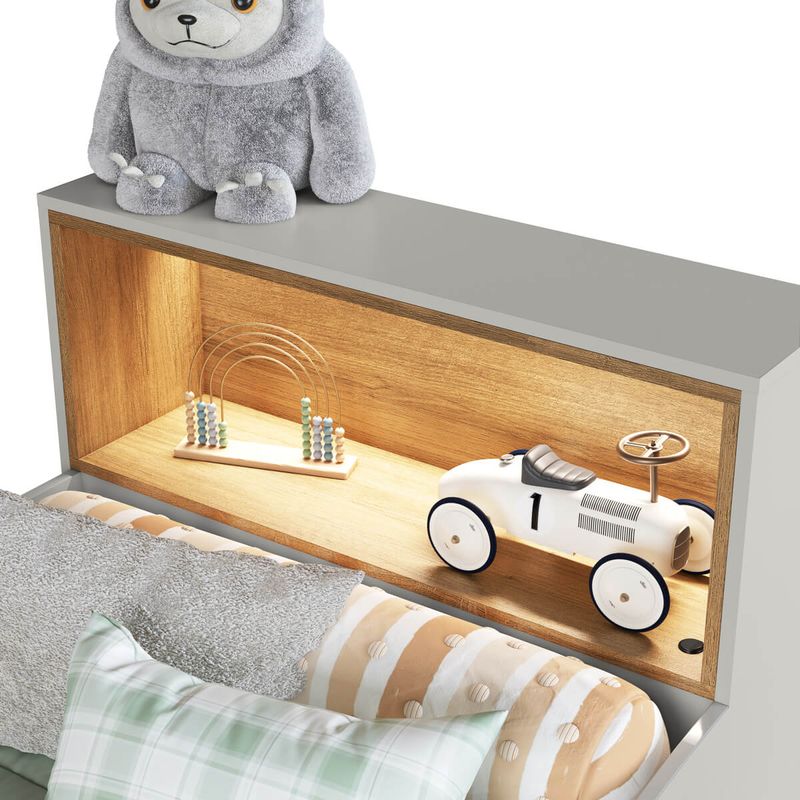 Quarto-Infantil-Cama-Solteiro-Montessoriana-Led-e-Comoda-CJ082-Lille