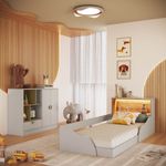 Quarto-Infantil-Cama-Solteiro-Montessoriana-Led-e-Comoda-1-Gaveta-CJ081-Lille