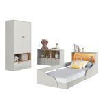 Quarto-Infantil-Cama-Solteiro-Montessoriana-Led-Comoda-e-Guarda-Roupas-CJ078-Lille