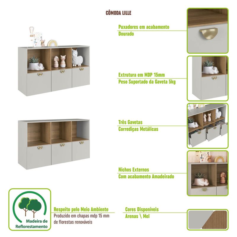 Quarto-Infantil-Cama-Solteiro-Montessoriana-Led-Comoda-e-Guarda-Roupas-CJ078-Lille