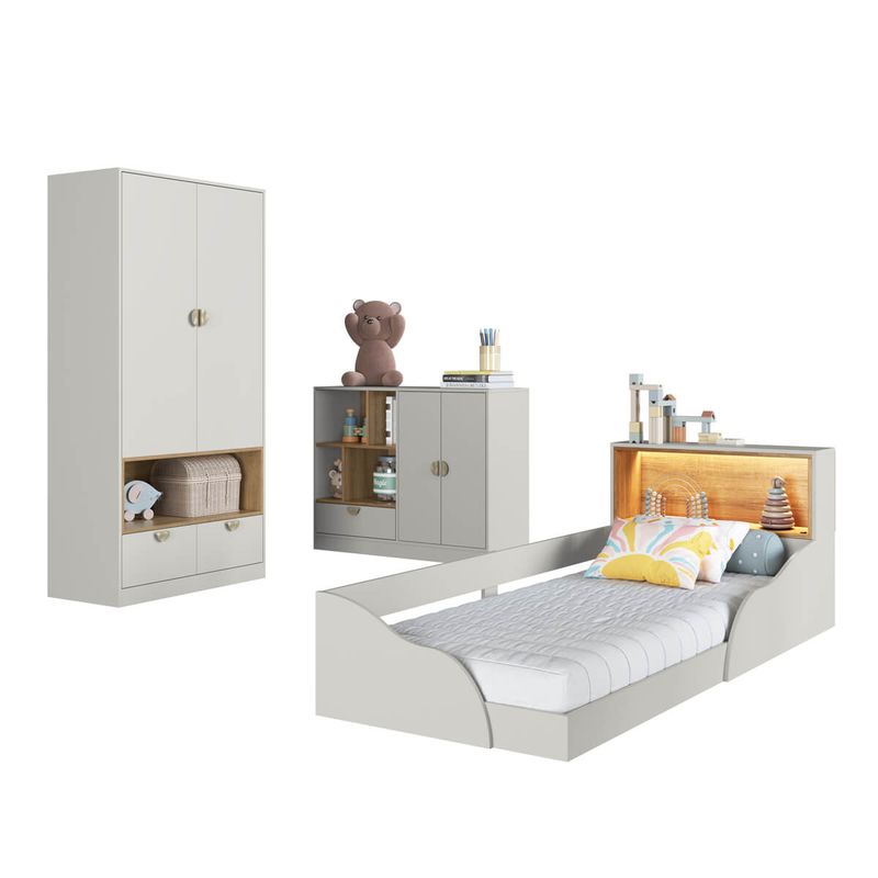 Quarto-Infantil-Cama-Solteiro-Montessoriana-Led-Comoda-Guarda-Roupa-CJ077-Lille-Art-In-Moveis