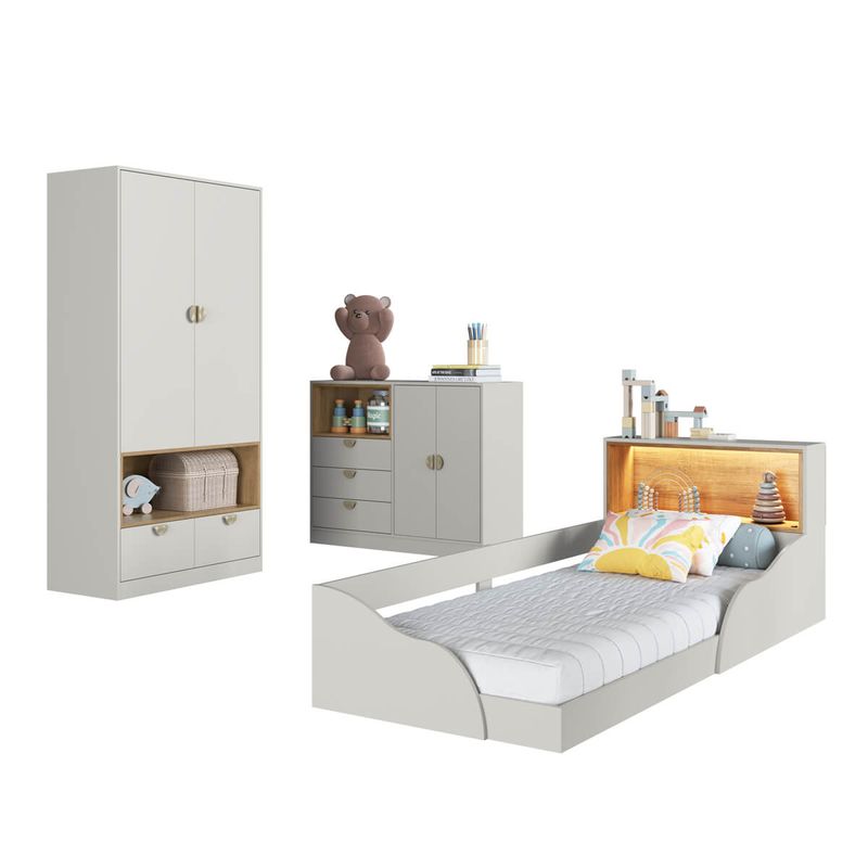 Quarto-Infantil-Cama-Solteiro-Montessoriana-Led-Comoda-Guarda-roupa-CJ076-Lille-Art-In-Moveis