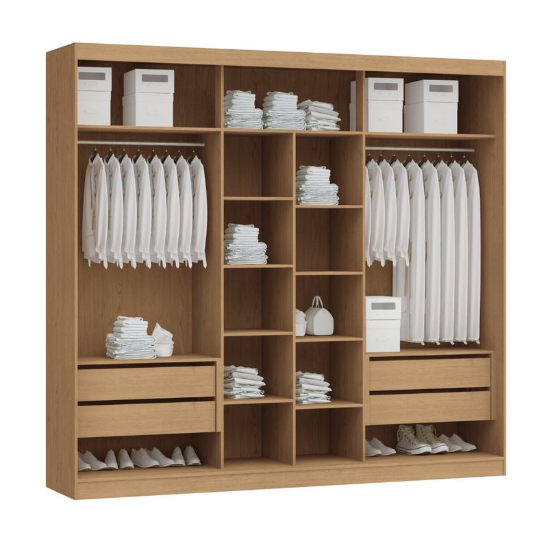 Guarda-Roupa-Casal-Flex-com-Espelho-3-Portas-de-Correr-em-MDF-Imperial-New-Moveis-Castro