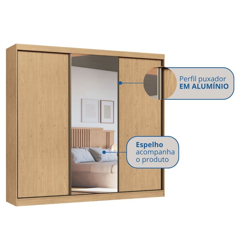 Guarda-Roupa-Casal-Flex-com-Espelho-3-Portas-de-Correr-em-MDF-Imperial-New-Moveis-Castro