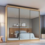 Guarda Roupa Casal com Espelhos 3 Portas de Correr em MDF Imperial New Móveis Castro
