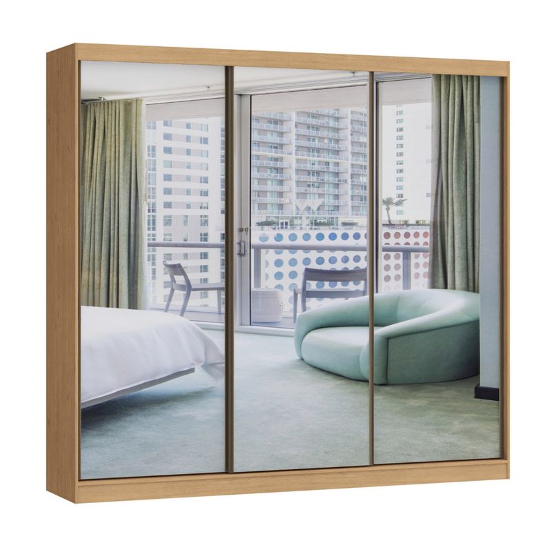Guarda Roupa Casal com Espelhos 3 Portas de Correr em MDF Imperial New Móveis Castro
