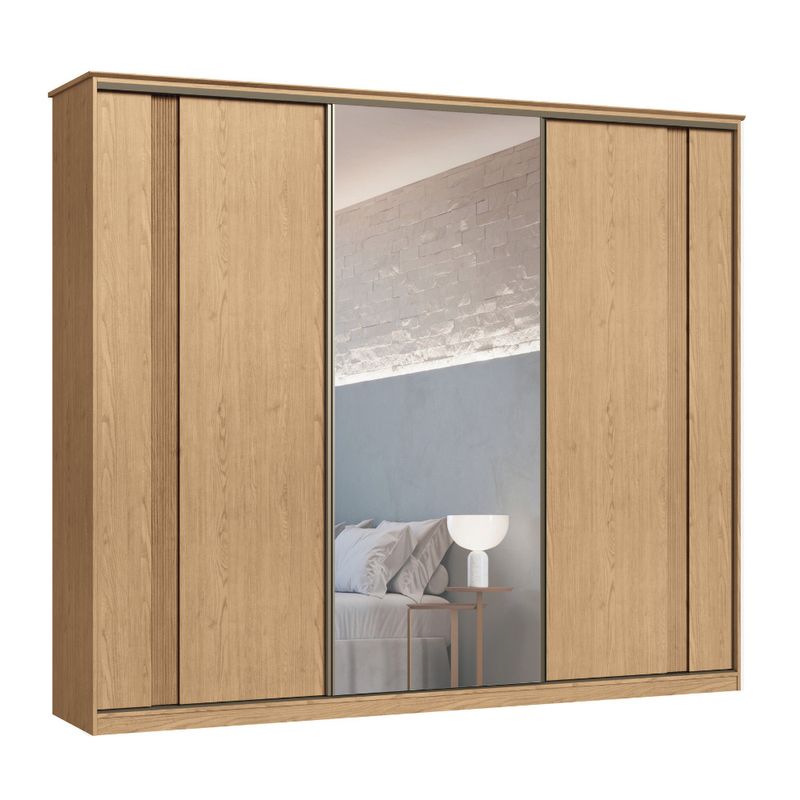 Guarda-Roupa-Casal-com-Espelho-3-Portas-de-Correr-em-MDF-Duque-New-Moveis-Castro