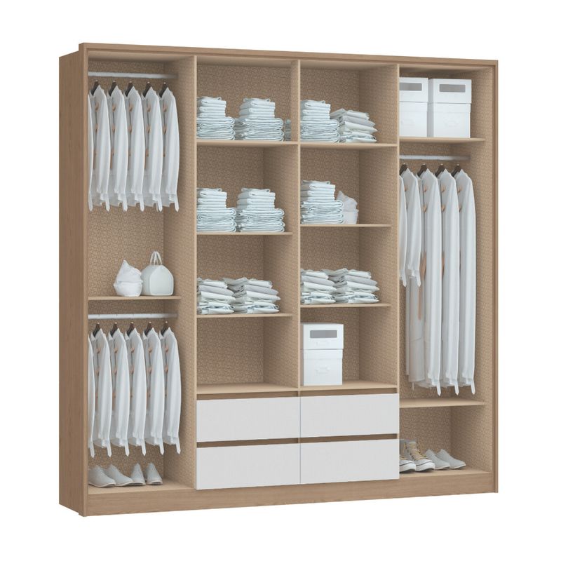 Guarda Roupa Casal 4 Portas 4 Gavetas Astor Móveis Castro