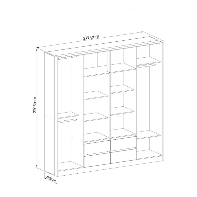 Guarda Roupa Casal 4 Portas 4 Gavetas Astor Móveis Castro