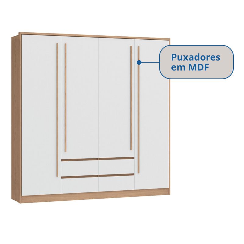 Guarda Roupa Casal 4 Portas 4 Gavetas Astor Móveis Castro